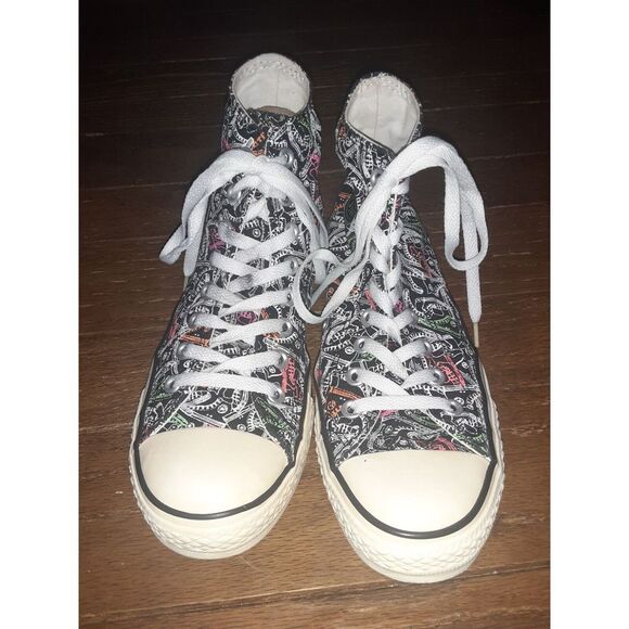 Converse Chuck Taylor All Start Size Men 7 Women 9 Print Black/White/Neon Green - Picture 1 of 16
